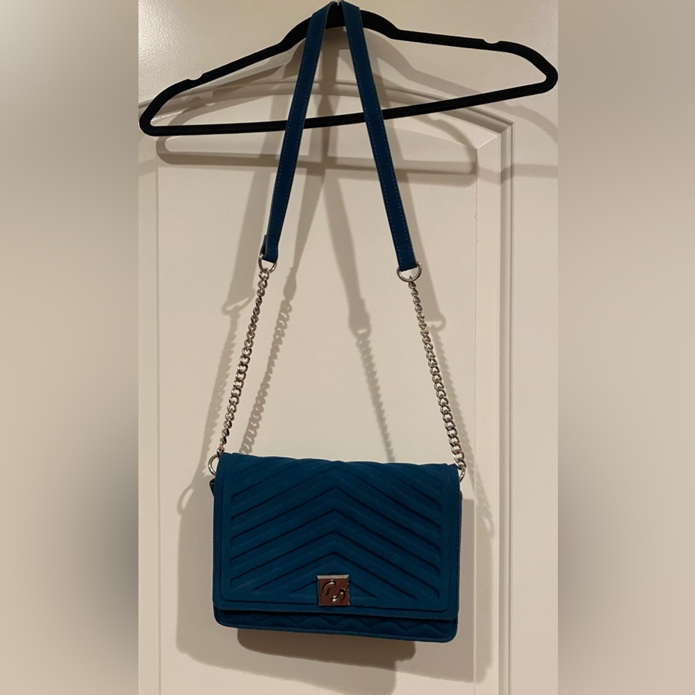 Zara Teal Felt Crossbody Bag